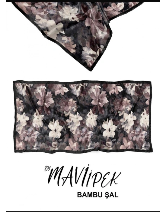 Mavi İpek Bambu Kraş Şal Desen 1 D10