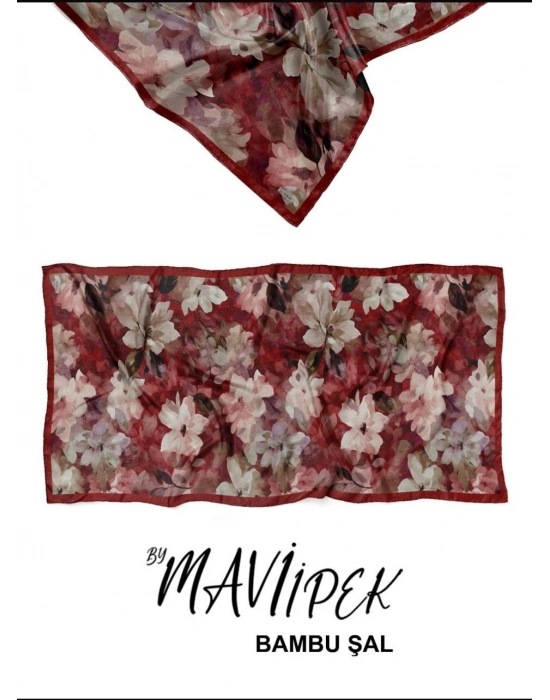 Mavi İpek Bambu Kraş Şal Desen 1 D11