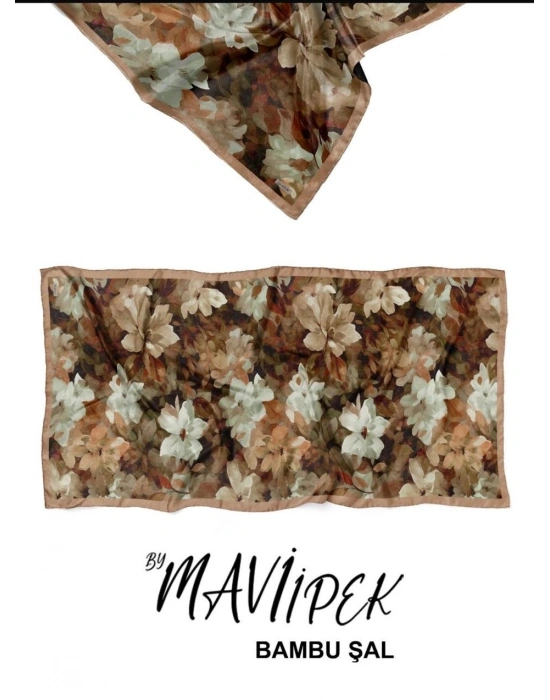 Mavi İpek Bambu Kraş Şal Desen 1 D14