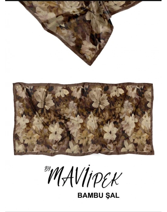 Mavi İpek Bambu Kraş Şal Desen 1 D5