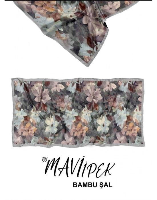 Mavi İpek Bambu Kraş Şal Desen 1 D6