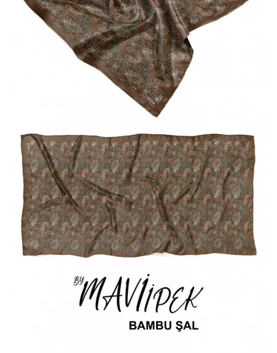 Mavi İpek Bambu Kraş Şal Desen 2 D12