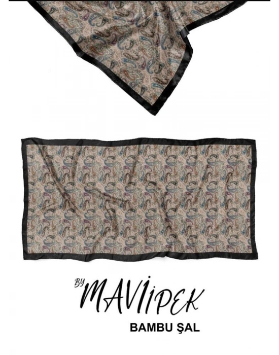 Mavi İpek Bambu Kraş Şal Desen 2 D2
