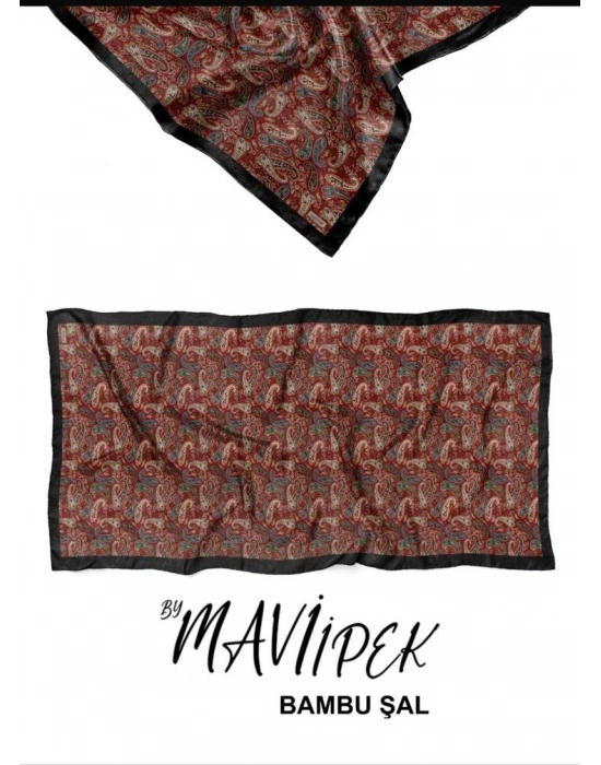 Mavi İpek Bambu Kraş Şal Desen 2 D4