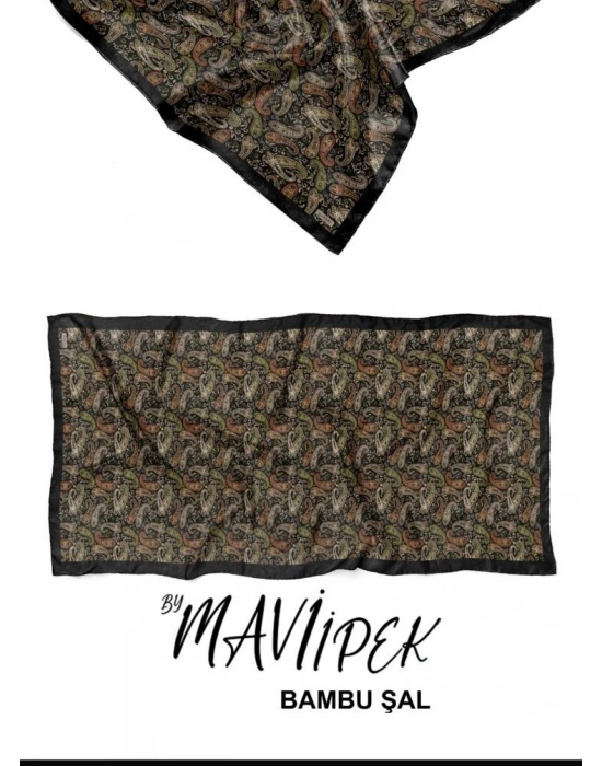 Mavi İpek Bambu Kraş Şal Desen 2 D5