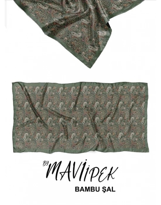 Mavi İpek Bambu Kraş Şal Desen 2 D6