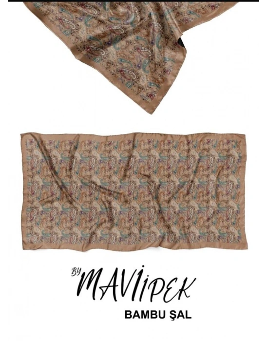 Mavi İpek Bambu Kraş Şal Desen 2 D13