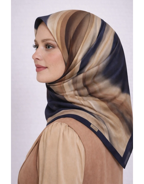 Mavi İpek Pamuklu Soft Eşarp D17