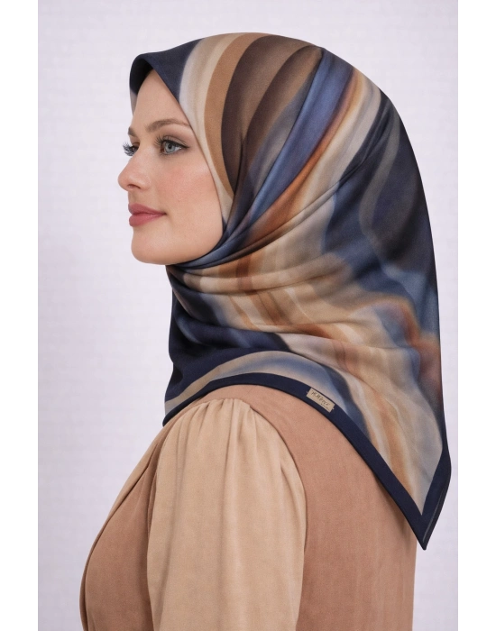 Mavi İpek Pamuklu Soft Eşarp D18