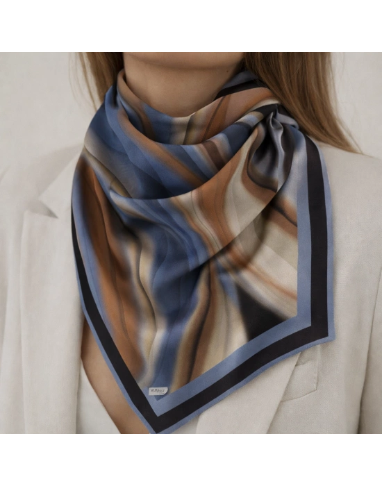 Mavi İpek Pamuklu Soft Eşarp D18