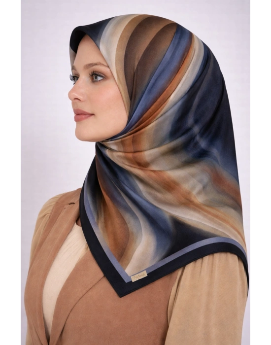 Mavi İpek Pamuklu Soft Eşarp D18