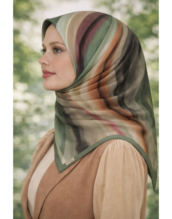 Mavi İpek Pamuklu Soft Eşarp D19