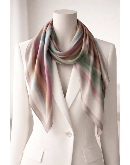 Mavi İpek Pamuklu Soft Eşarp D20