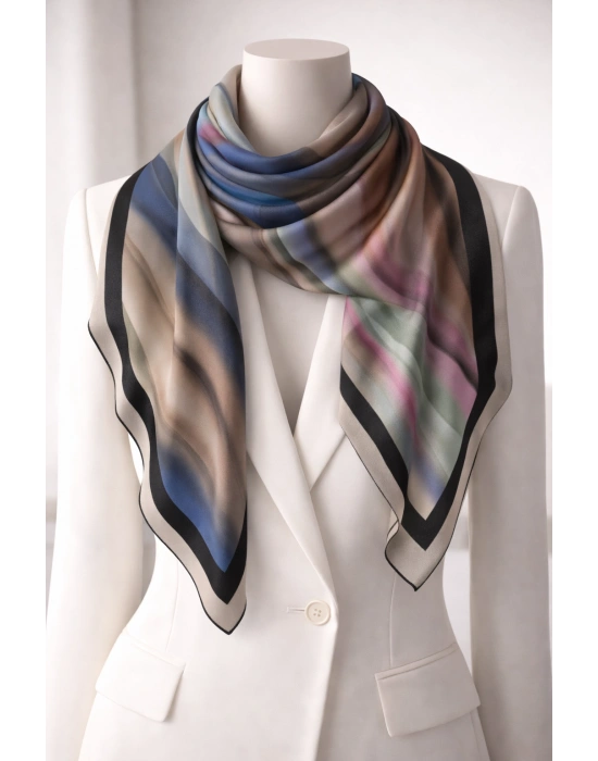 Mavi İpek Pamuklu Soft Eşarp D22