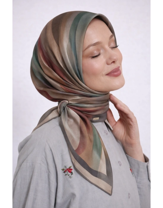 Mavi İpek Pamuklu Soft Eşarp D23