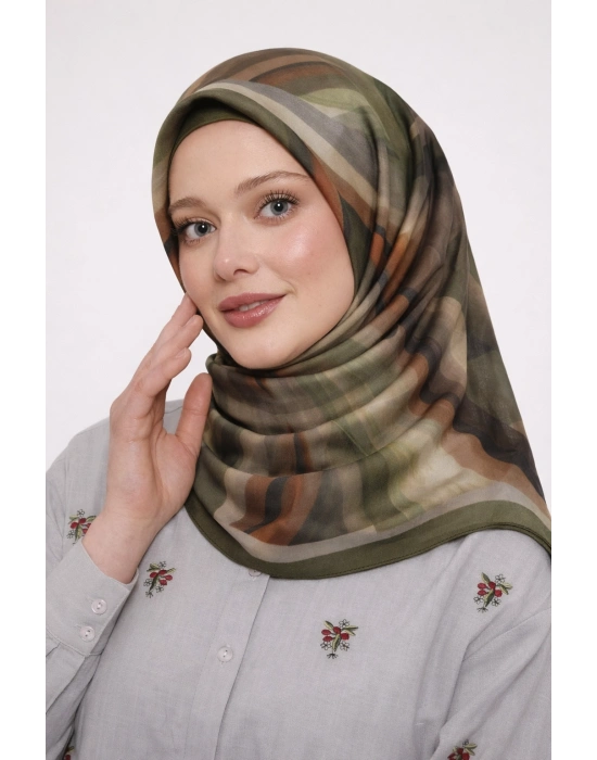 Mavi İpek Pamuklu Soft Eşarp D24