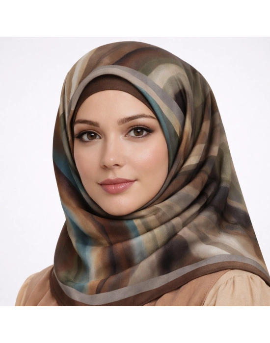 Mavi İpek Pamuklu Soft Eşarp D25