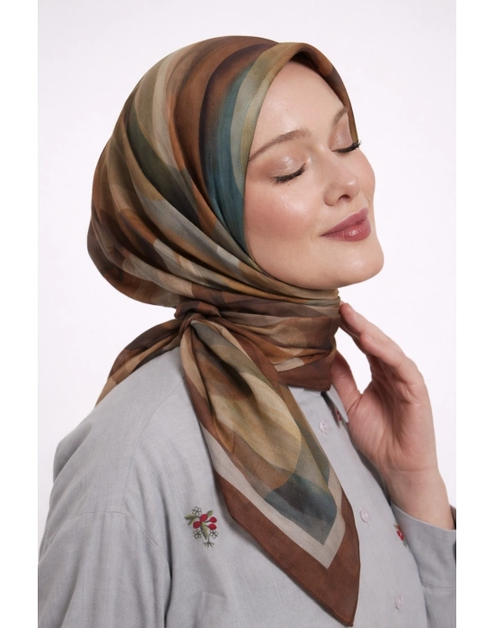 Mavi İpek Pamuklu Soft Eşarp D25