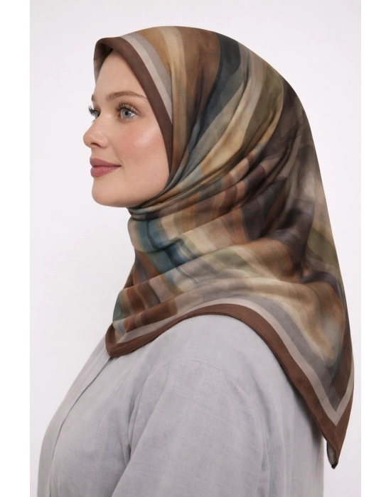 Mavi İpek Pamuklu Soft Eşarp D25