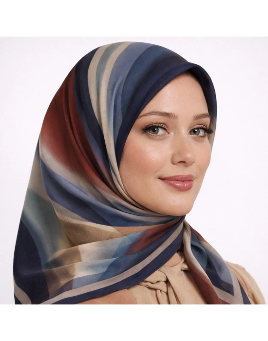 Mavi İpek Pamuklu Soft Eşarp D26