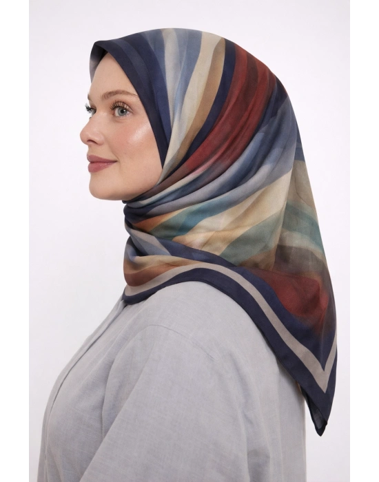 Mavi İpek Pamuklu Soft Eşarp D26