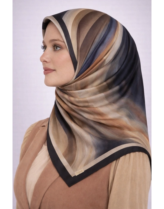 Mavi İpek Pamuklu Soft Eşarp D28