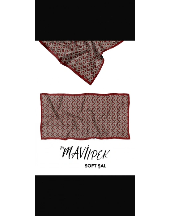 Mavi İpek Soft Pamuk Şal Bordo Serisi D2