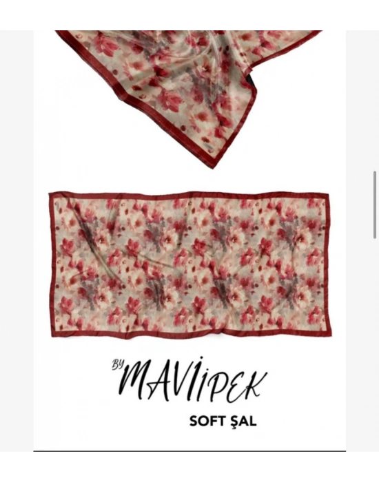 Mavi İpek Soft Pamuk Şal Bordo Serisi D5