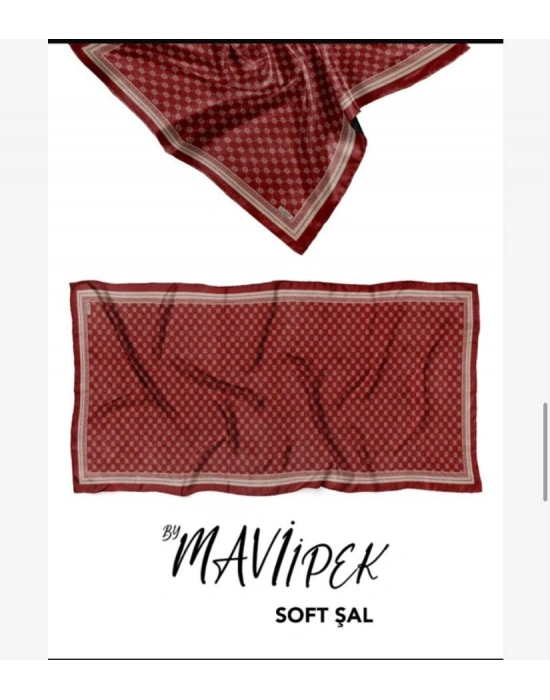 Mavi İpek Soft Pamuk Şal Bordo Serisi D6