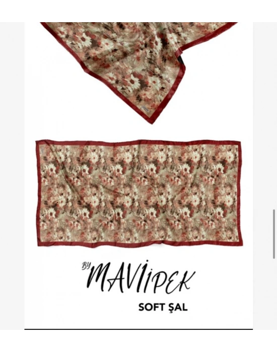 Mavi İpek Soft Pamuk Şal Bordo Serisi D7