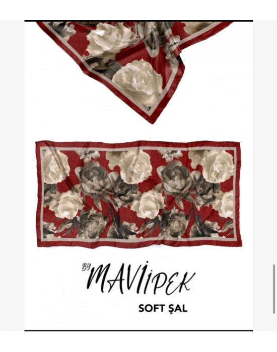 Mavi İpek Soft Pamuk Şal Bordo Serisi D9