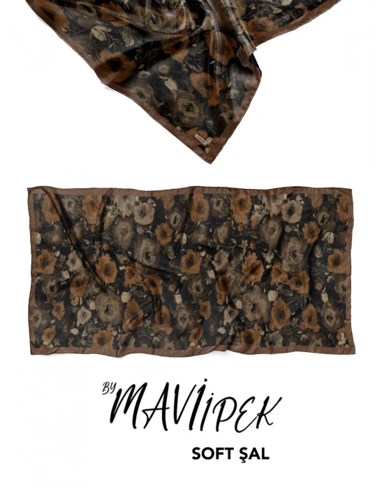 Mavi İpek Soft Pamuk Şal Desen 1 D11