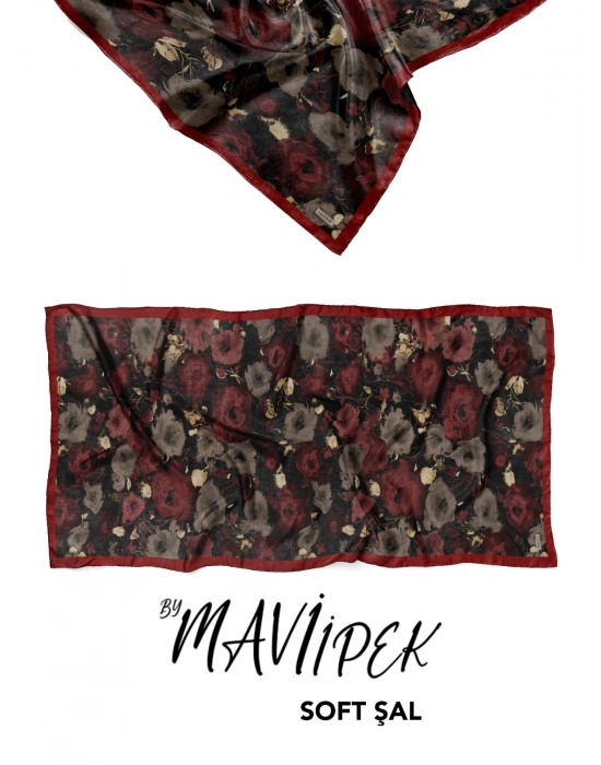 Mavi İpek Soft Pamuk Şal Desen 1 D2