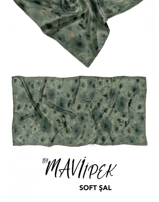 Mavi İpek Soft Pamuk Şal Desen 1 D9