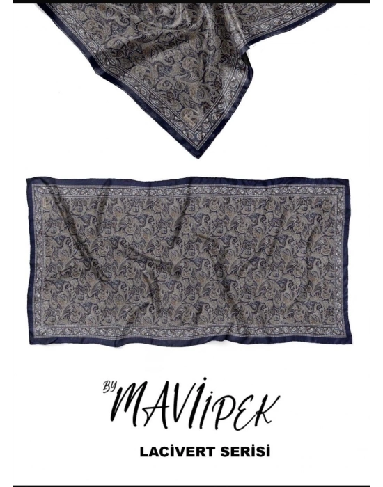 Mavi İpek Soft Pamuk Şal Lacivert Serisi D10