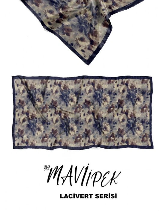 Mavi İpek Soft Pamuk Şal Lacivert Serisi D11