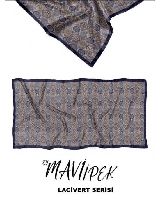 Mavi İpek Soft Pamuk Şal Lacivert Serisi D12