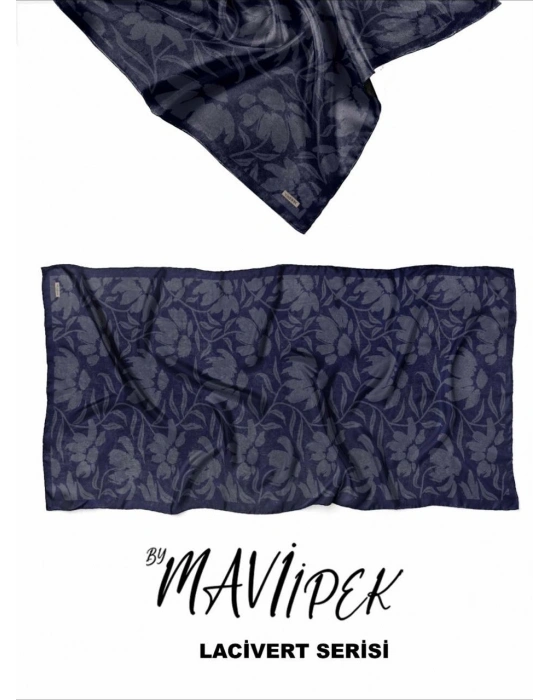 Mavi İpek Soft Pamuk Şal Lacivert Serisi D2
