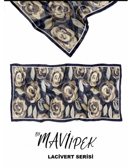 Mavi İpek Soft Pamuk Şal Lacivert Serisi D5