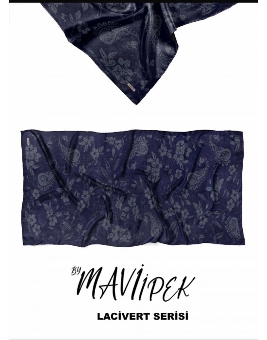 Mavi İpek Soft Pamuk Şal Lacivert Serisi D6