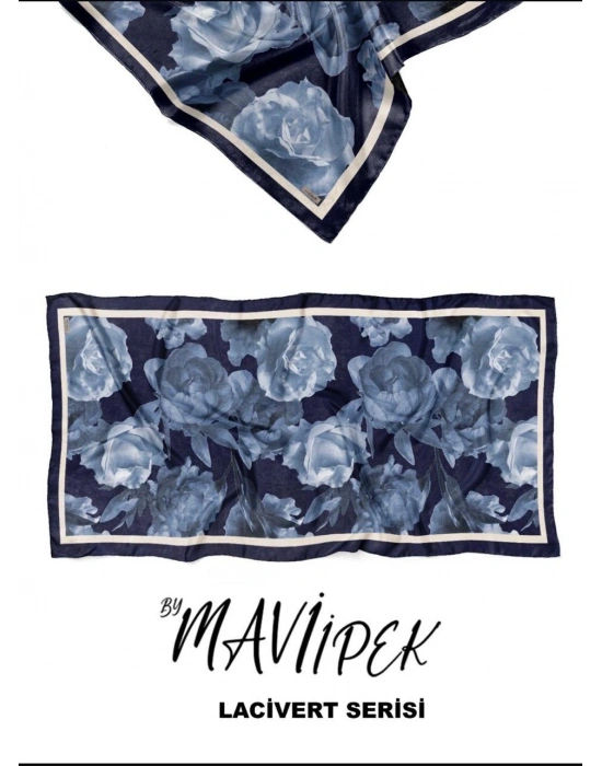 Mavi İpek Soft Pamuk Şal Lacivert Serisi D7