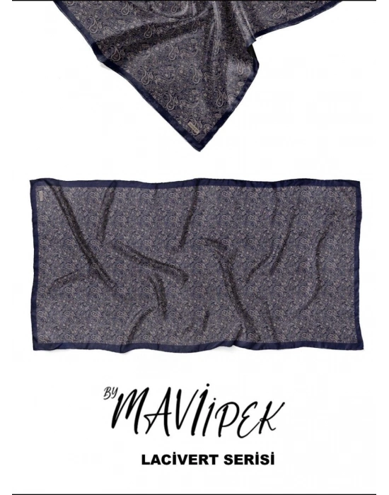 Mavi İpek Soft Pamuk Şal Lacivert Serisi D9