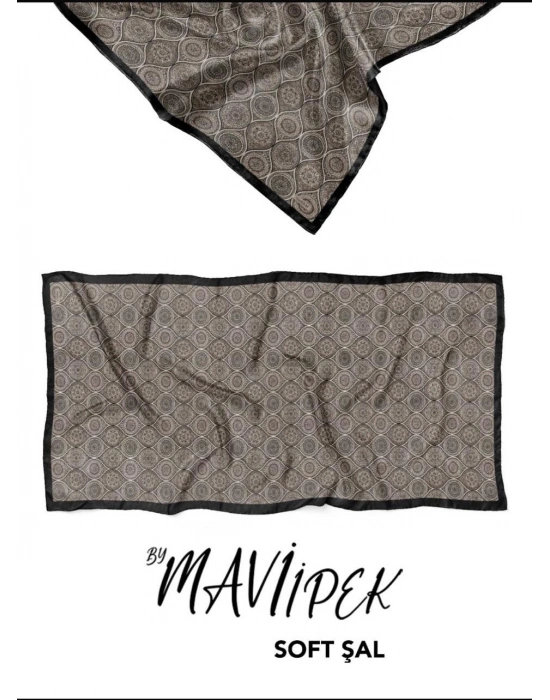 Mavi İpek Soft Pamuk Şal Siyah Serisi D9