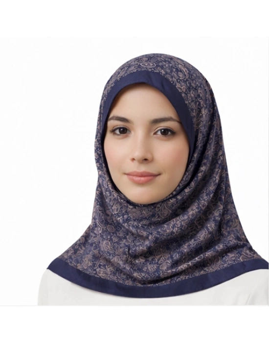 Mavi İpek Soft Pamuklu Şal Desen 2 D2