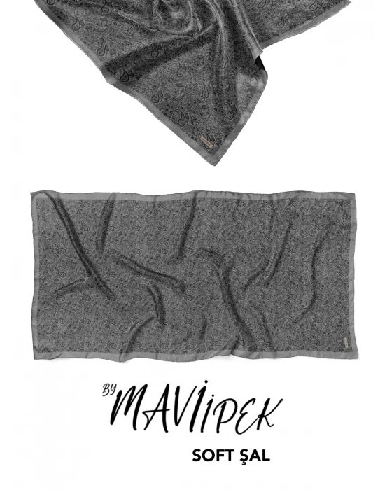 Mavi İpek Soft Pamuklu Şal Desen 2 D7