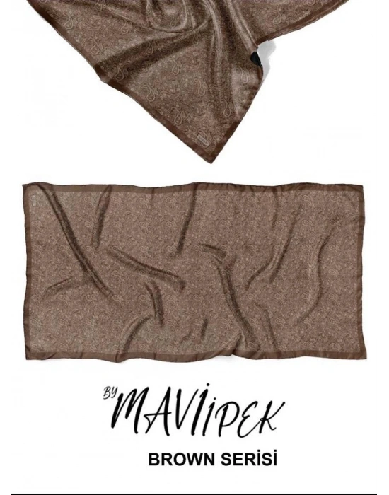 Mavi İpek Soft Pamuklu Şal Kahve Serisi D10