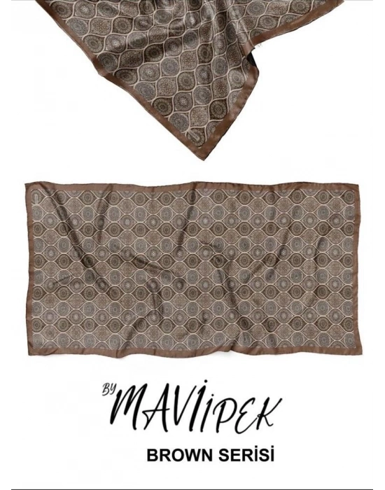 Mavi İpek Soft Pamuklu Şal Kahve Serisi D2