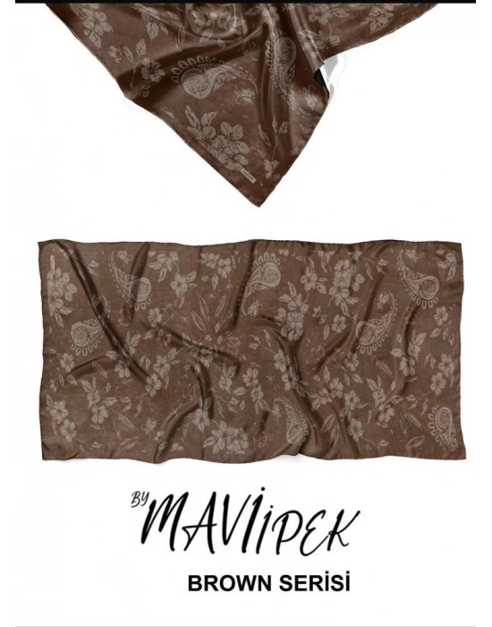 Mavi İpek Soft Pamuklu Şal Kahve Serisi D4