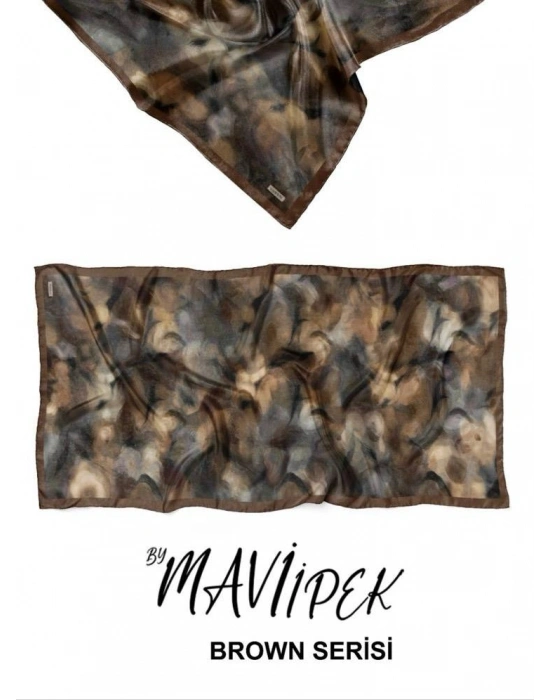 Mavi İpek Soft Pamuklu Şal Kahve Serisi D5