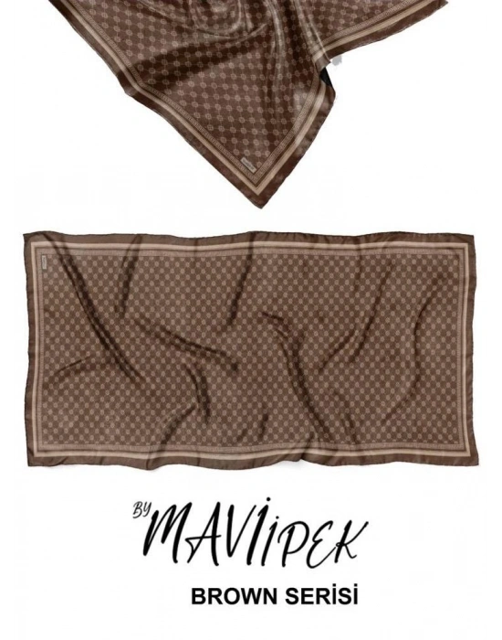 Mavi İpek Soft Pamuklu Şal Kahve Serisi D7